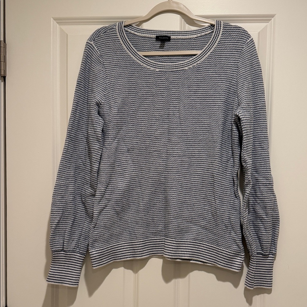 Talbots Blue and White Knit Top